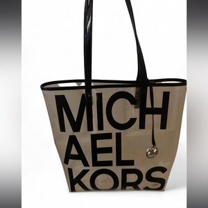 Michael Kors Black and Beige Logo Tote